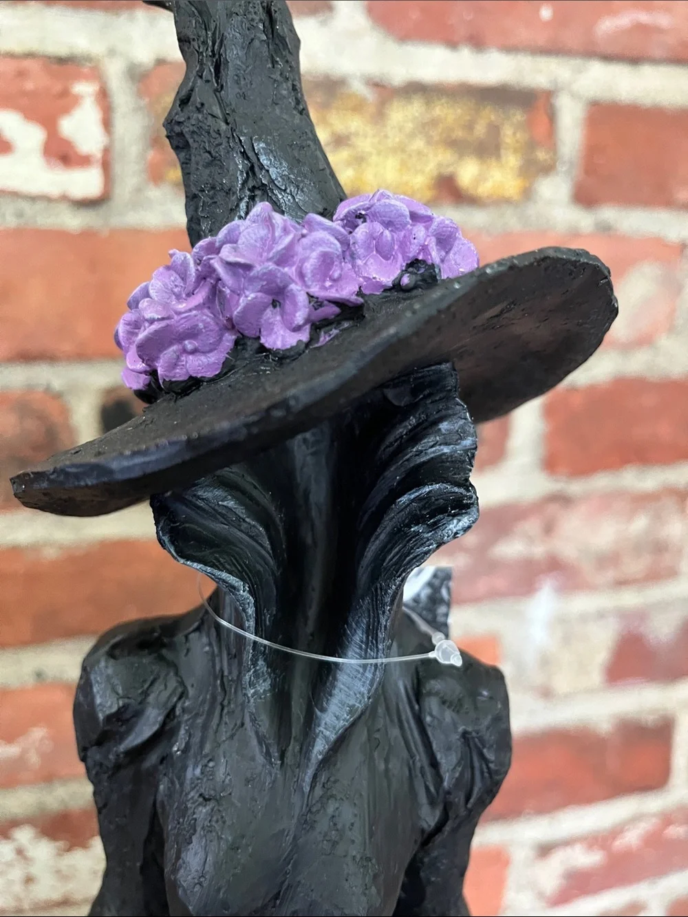 Tahari Black Witch Figurine with Purple Hat Accent